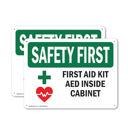 Signmission First Aid Kit AED Inside Cabinet With Symbol, 24 in W x Rectangle, Aluminum OS-2PACK-SF-A-1824-L-10622